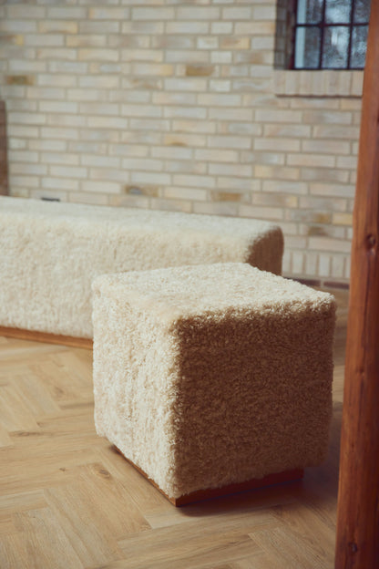 Benjamin Cube Stool/Pouf Pearl & Oak