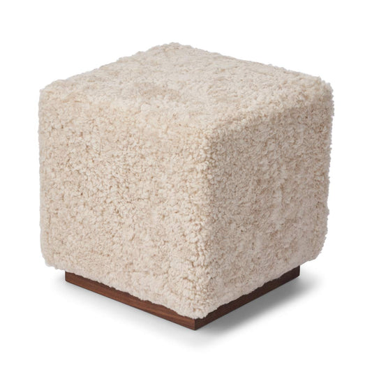 Benjamin Cube Stool/Pouf Pearl & Walnut