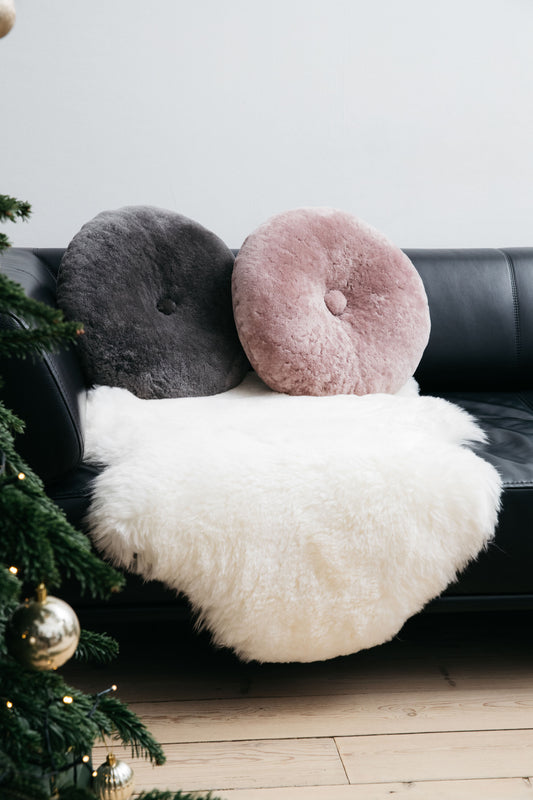 Round Moccasin Cushion Doublesided Dusky Pink