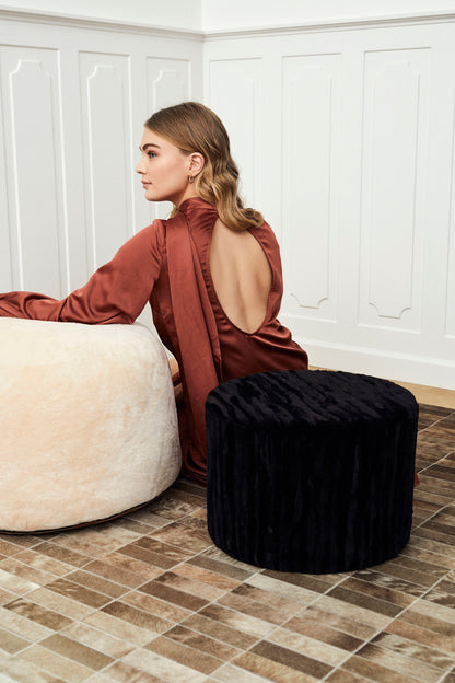Round Moccasin Pouf Chestnut