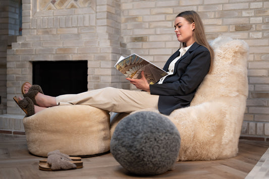 Round Moccasin Pouf Chestnut