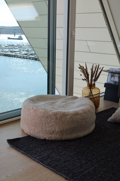 Round Sheepskin Bean Bag Pearl
