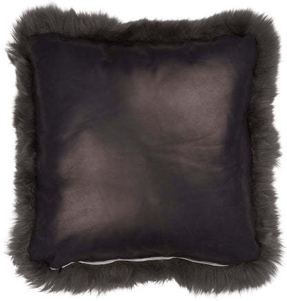 Sheepskin Cushion LW Leather Back Square Steel Large