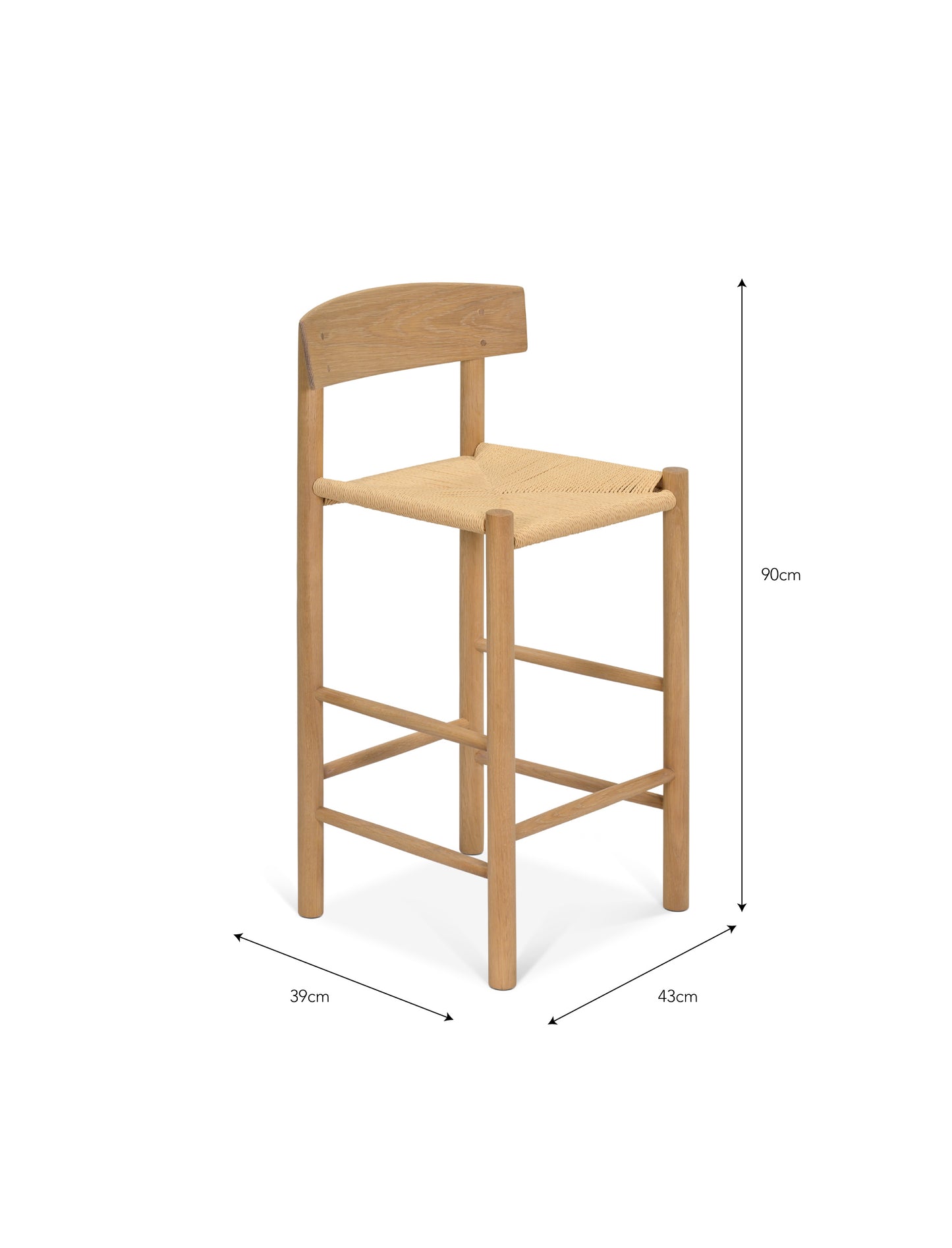Longworth Bar Stool With Back Natural - Bar Tables & Stools - Garden Trading -