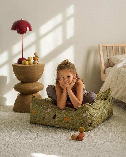 Wigiwama Terrazzo Square Ottoman - Green
