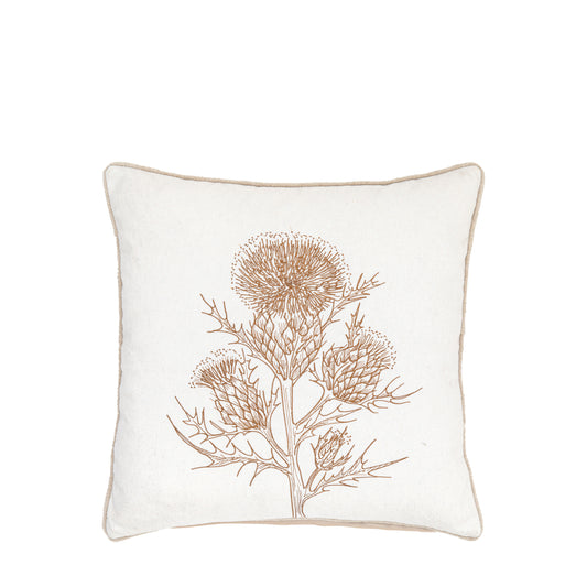 Thistle Cushion Natural Embroidered
