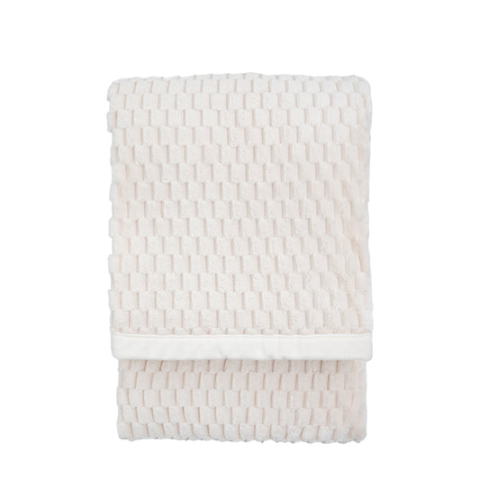 Jacquard Velvet Knitted Throw Natural
