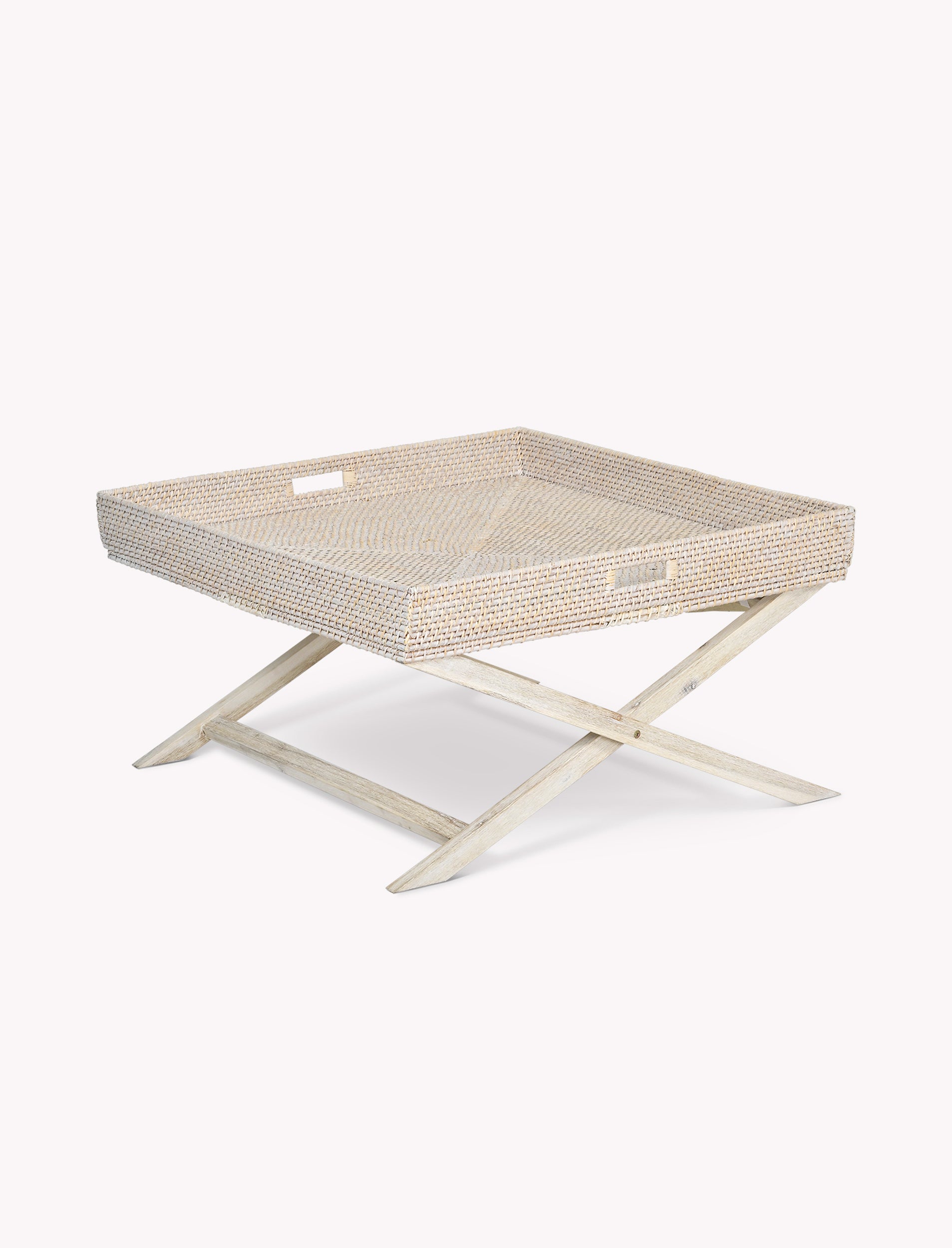 Wittering Rattan Coffee Tray Table with Stand Square - Coffee & Side Tables - Garden Trading -