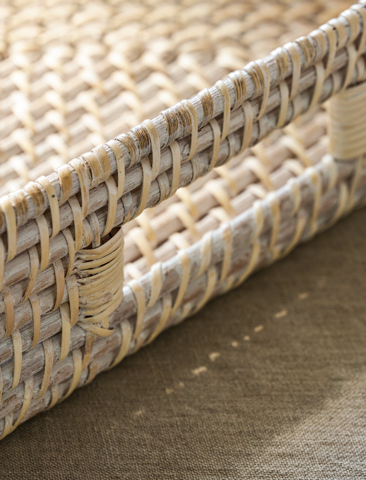 Wittering Rattan Rectangular Trays Set of 2 White - Serveware - Garden Trading -