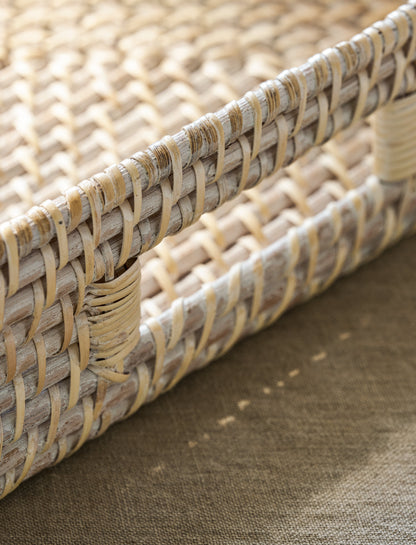 Wittering Rattan Rectangular Trays Set of 2 White - Serveware - Garden Trading -