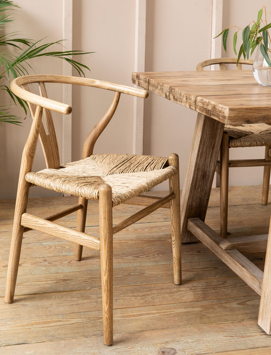 Chilthorne Wishbone Dining Chair Set of 2 Natural - Dining Chairs & Benches - Garden Trading -