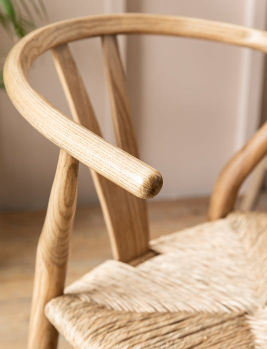 Chilthorne Wishbone Dining Chair Set of 2 Natural - Dining Chairs & Benches - Garden Trading -