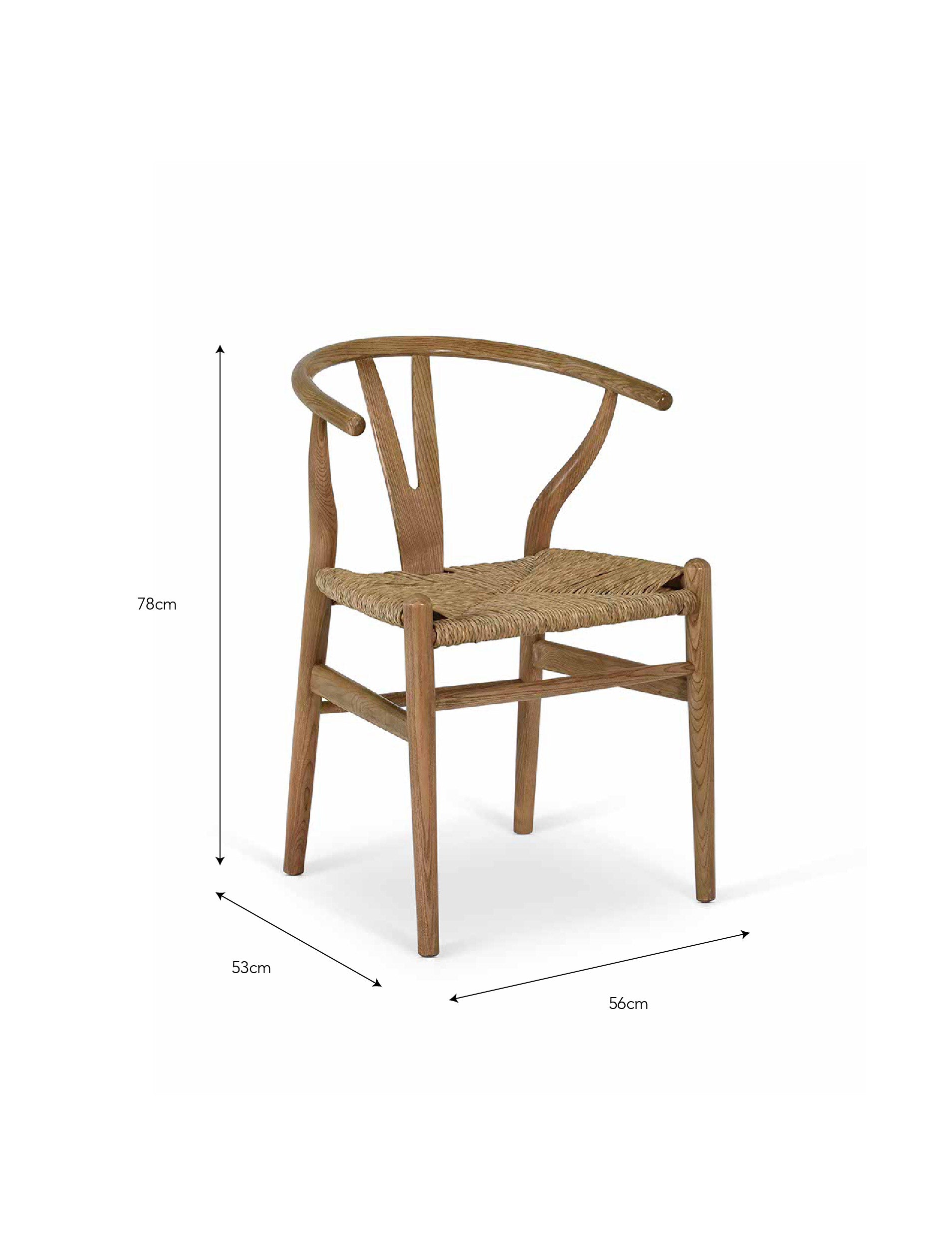 Chilthorne Wishbone Dining Chair Set of 2 Natural - Dining Chairs & Benches - Garden Trading -