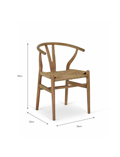 Chilthorne Wishbone Dining Chair Set of 2 Natural - Dining Chairs & Benches - Garden Trading -