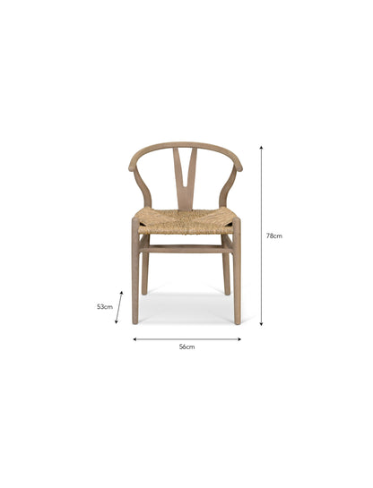 Chilthorne Wishbone Dining Chair Set of 2 Lime Wash - Dining Chairs & Benches - Garden Trading -