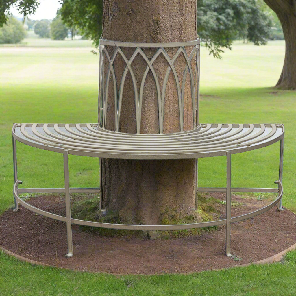 Stembridge Outdoor Tree Bench Distressed White