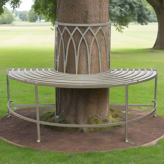 Stembridge Outdoor Tree Bench Distressed White