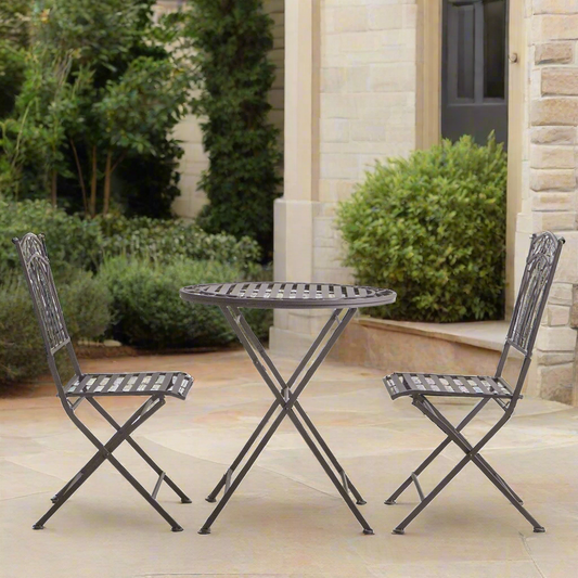 Diles Bistro Set Distressed Brown