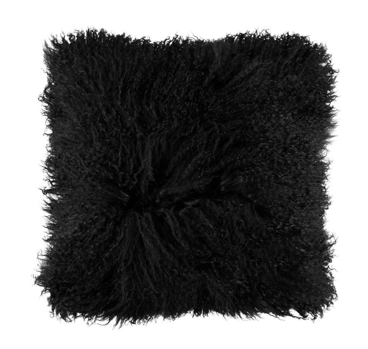 Curly Sheepskin Cushion Doublesided Square Black Small