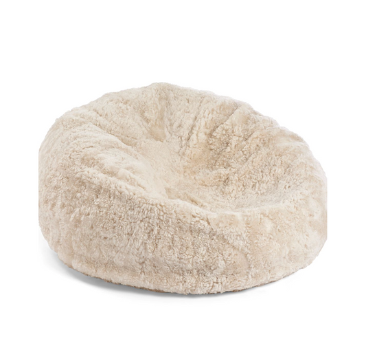 Round Sheepskin Bean Bag Short Wool Pearl Large