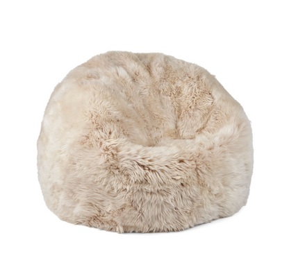 Round Sheepskin Bean Bag Linen Large