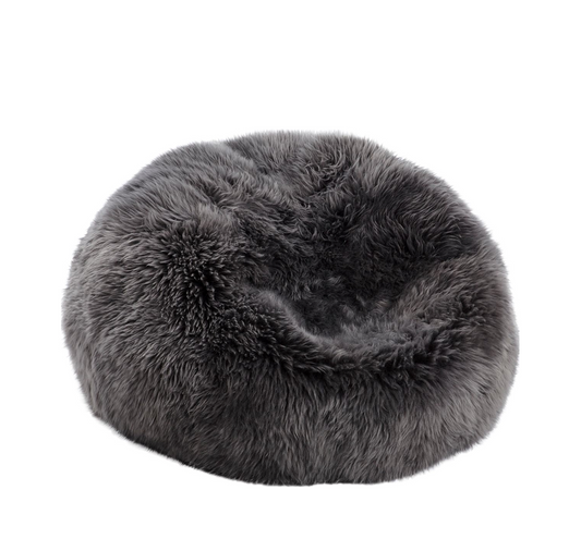 Round Sheepskin Bean Bag Long Wool Steel Large