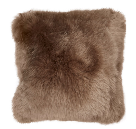 Sheepskin Cushion LW Square Leather Back Taupe Large