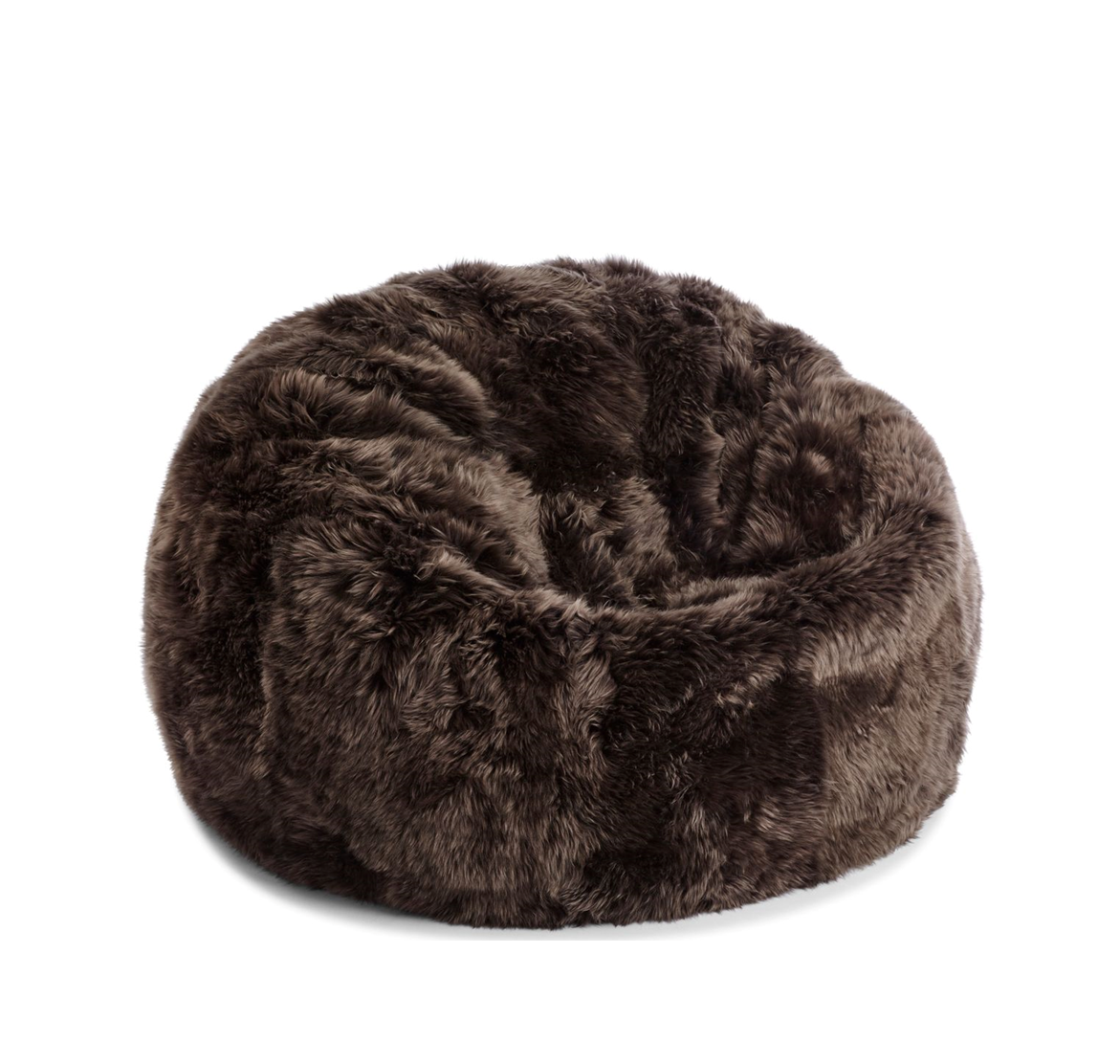 Round Sheepskin Bean Bag Long Wool Walnut Large