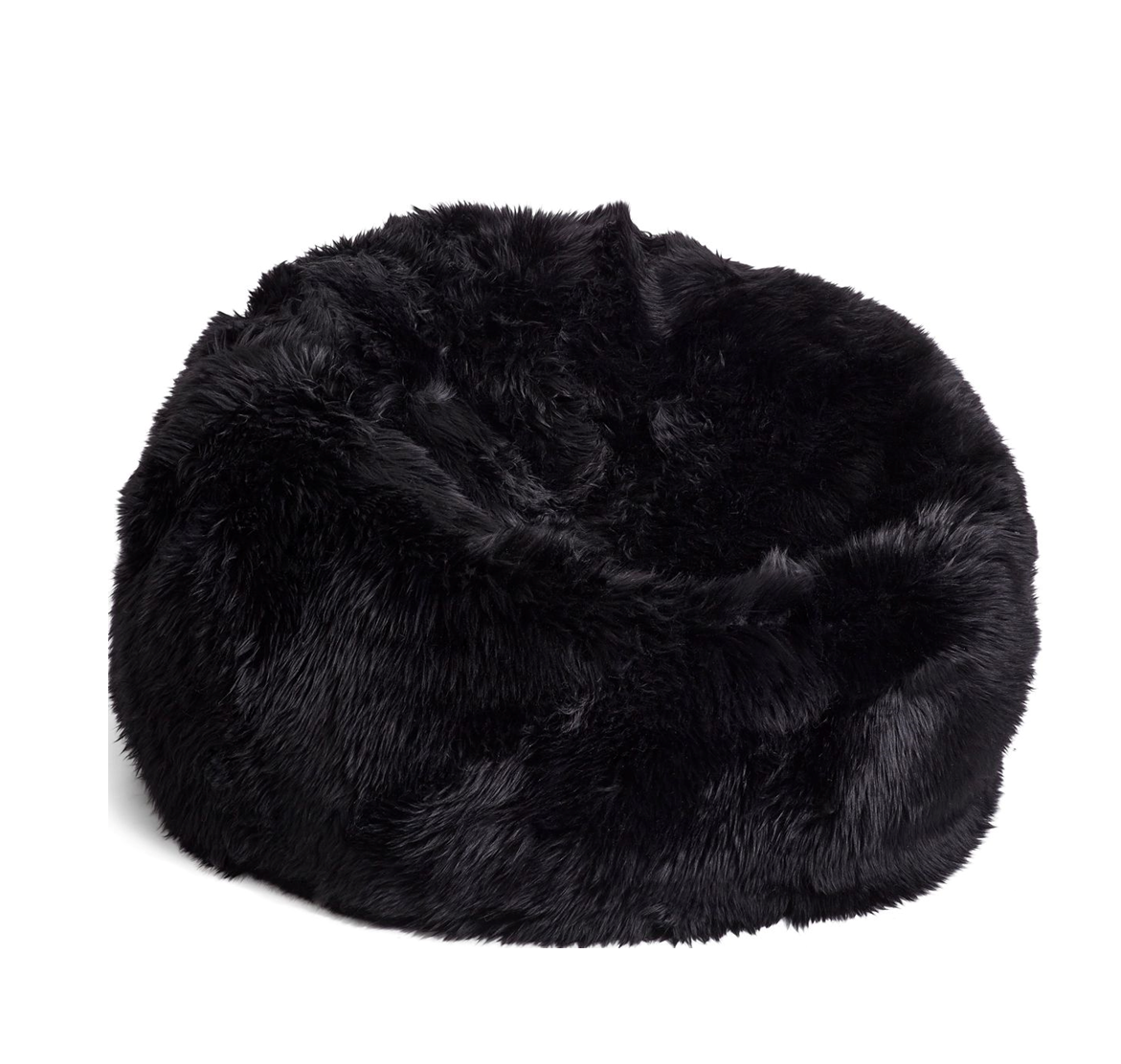 Round Sheepskin Bean Bag Black Large