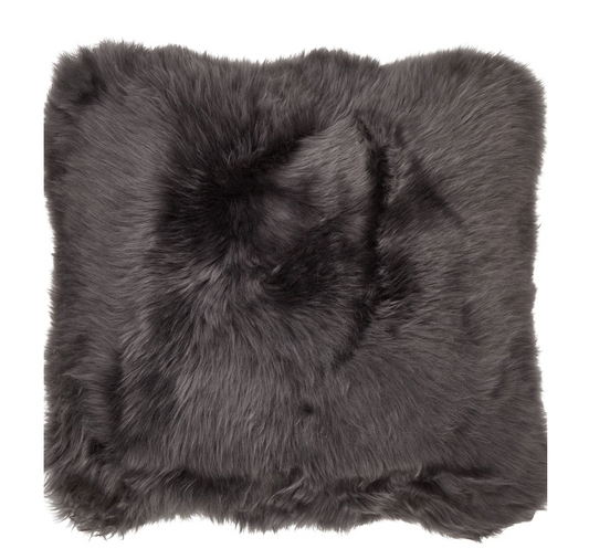 Sheepskin Cushion LW Leather Back Square Steel Large