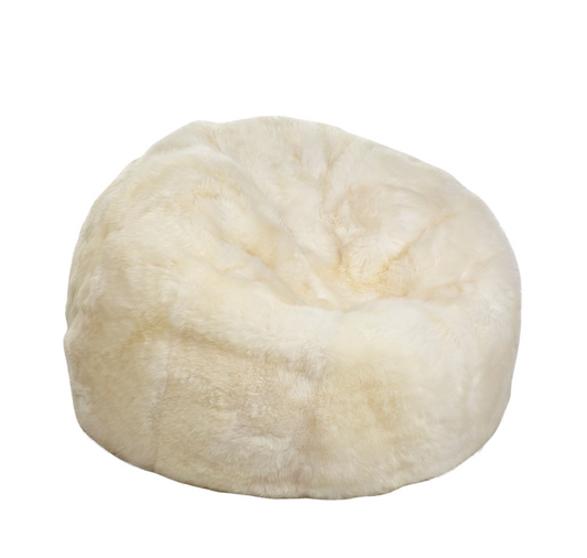 Round Sheepskin Bean Bag Ivory Large