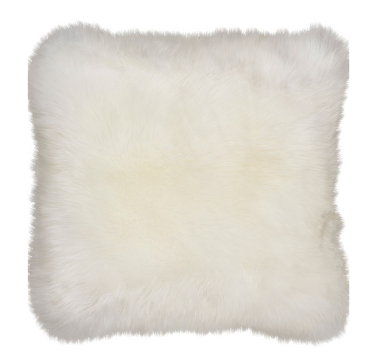 Sheepskin Cushion LW Leather Back Square Ivory Large