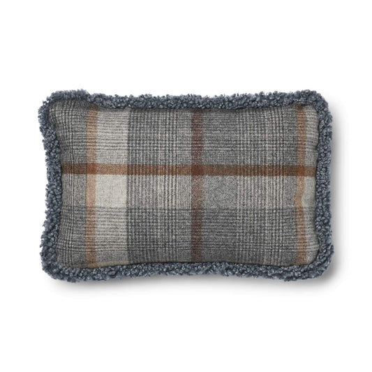 Wool Cushion Short Trim Doublesided Glencheck Grey/Light Grey Medium