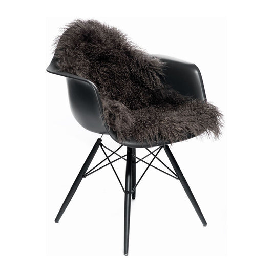 Curly Sheepskin Rug/Throw Brown Grey Small