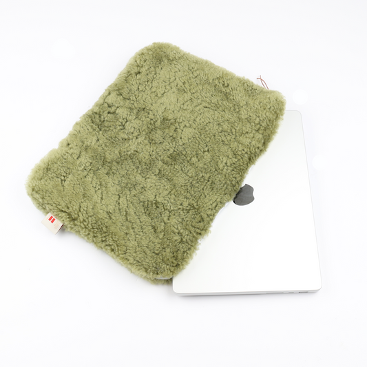 Sheepskin Laptop Case Reed Green