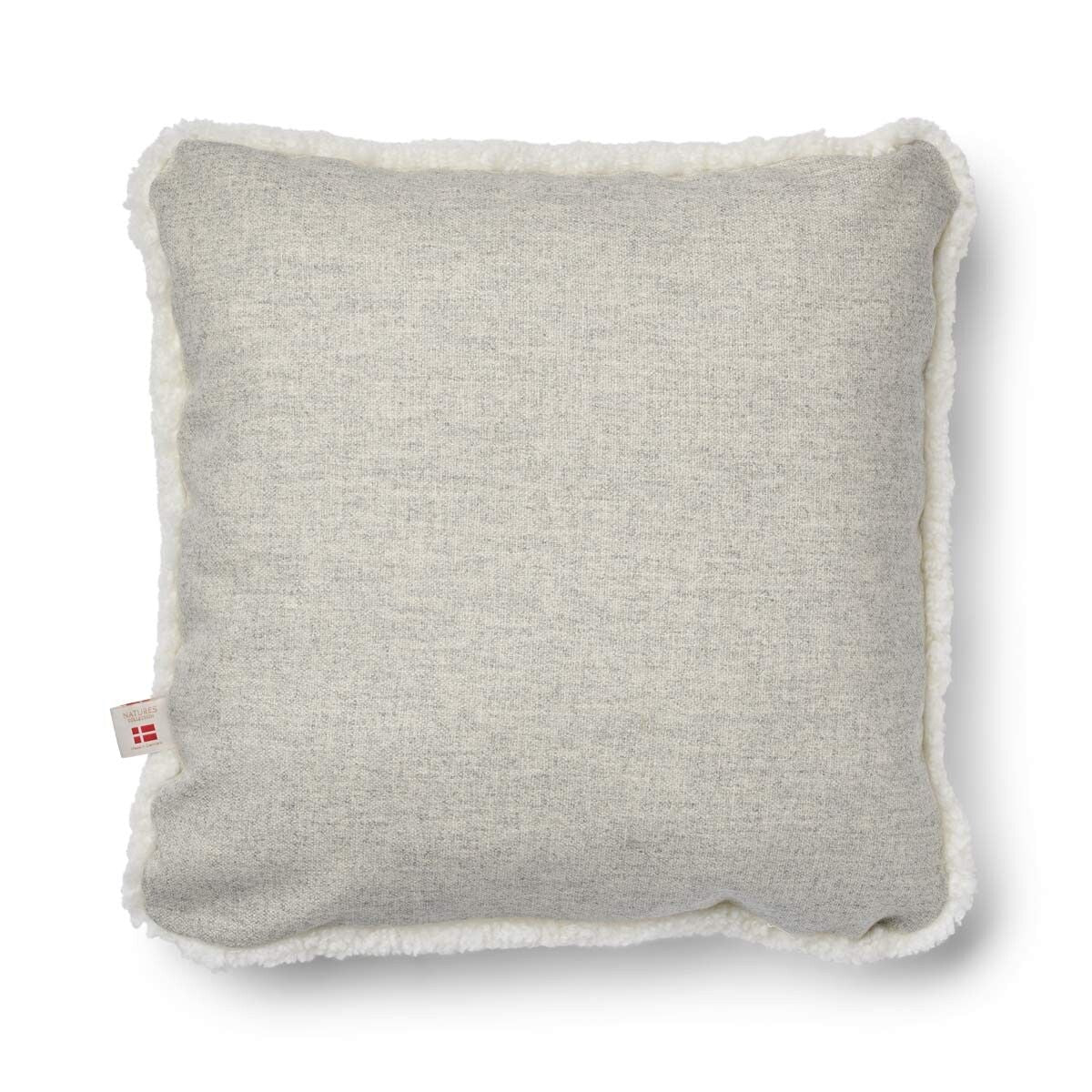 Sheepskin Short Trim Cushion Silver/Ivory Large