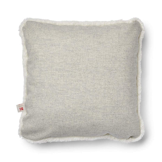 Sheepskin Short Trim Cushion Silver/Ivory Large