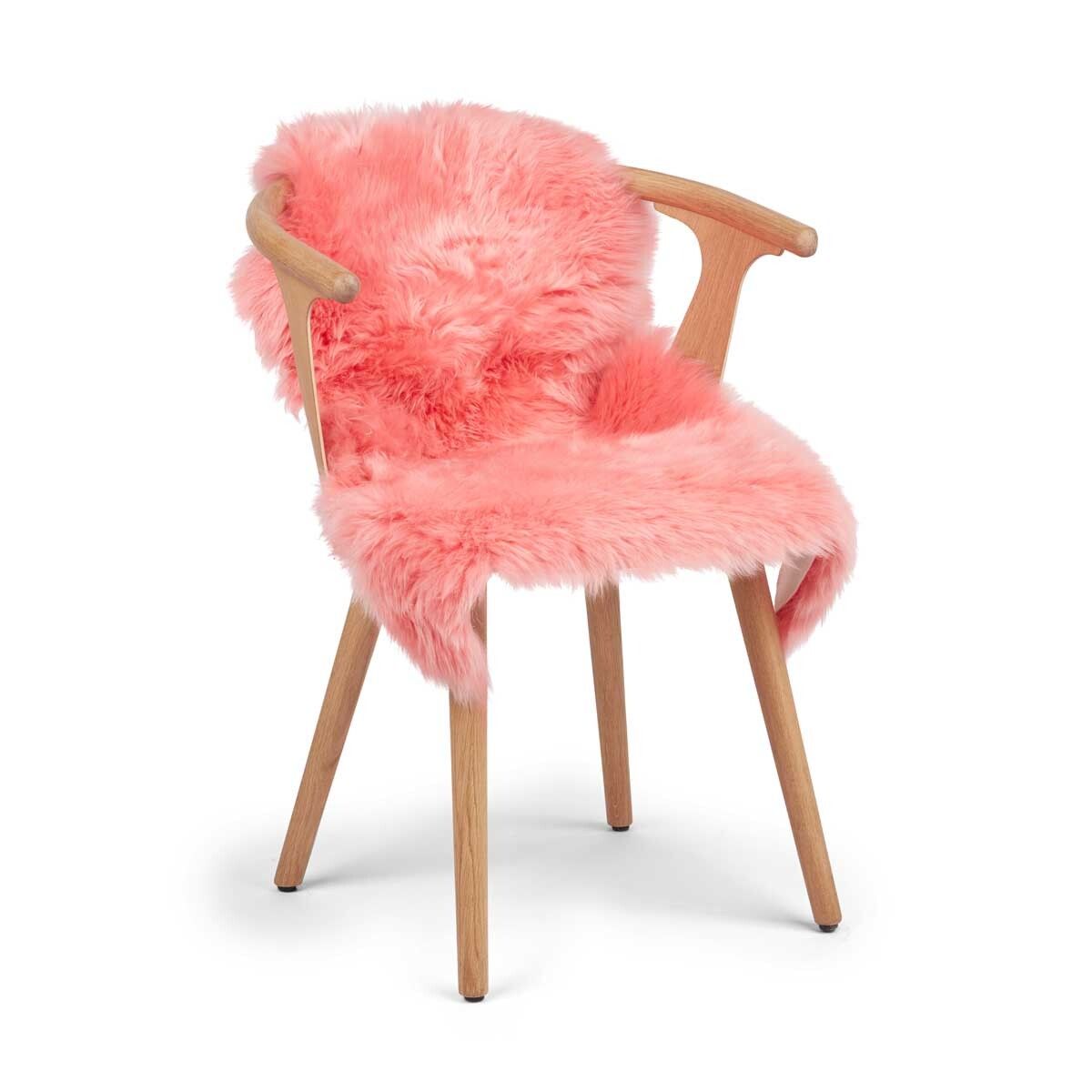 New Zealand Sheepskin Long Wool Rug/Throw Coral Pink