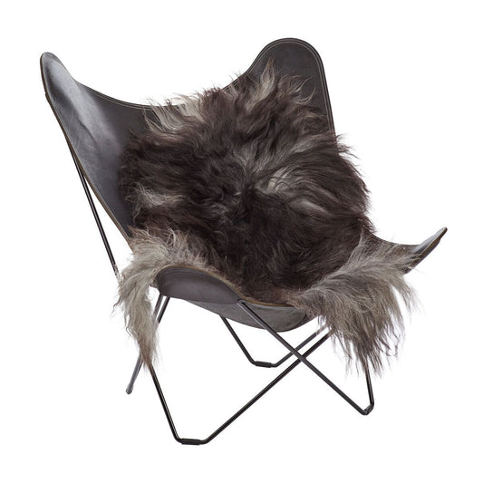 Icelandic Sheepskin Rug/Throw Natural Dark Grey 120+ cm