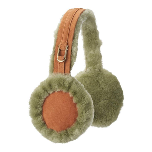 Simone Earmuff Sage Green Chestnut Leather