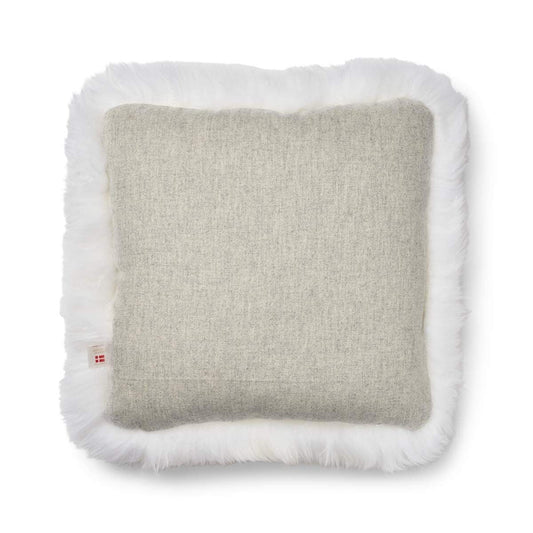 Sheepskin Long Trim Cushion Square Silver/Ivory Large -  - NATURES COLLECTION -