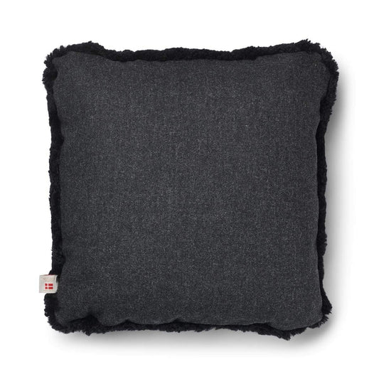 Sheepskin Short Trim Cushion Charcoal/Black Large
