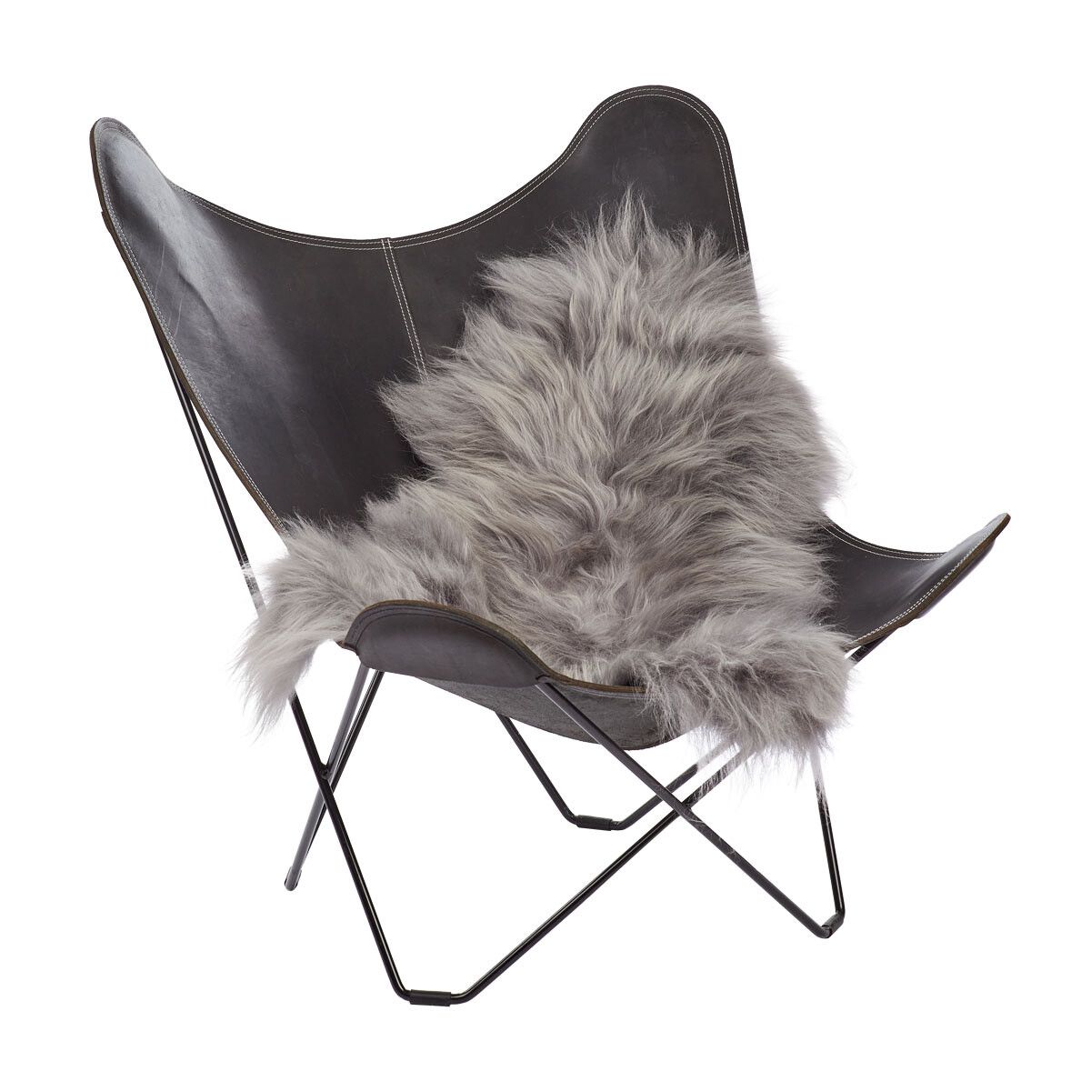 Icelandic Sheepskin Rug/Throw Grey Breeze 90 cm