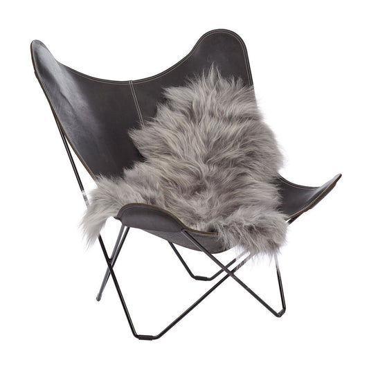 Icelandic Sheepskin Rug/Throw Grey Breeze 90 cm