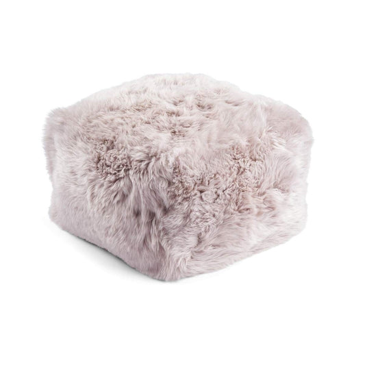 Long Wool Sheepskin Pouf Square Dove