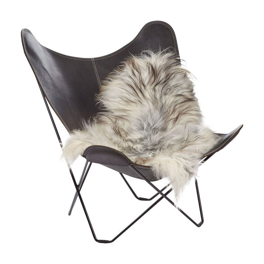 Icelandic Sheepskin Rug/Throw Natural/Grey 100-120 cm