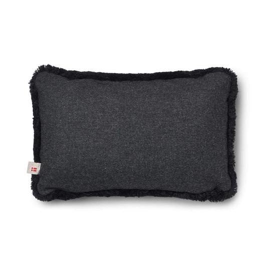 Sheepskin Short Trim Cushion Charcoal/Black Medium