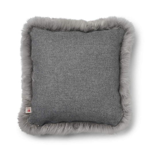 Sheepskin Cushion Long Trim Square Stone/Light Grey Large