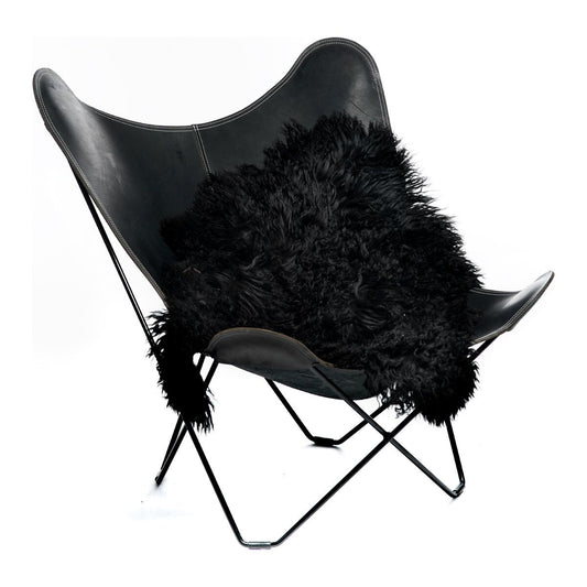 Austrian Curly Sheepskin Rug/Throw Black