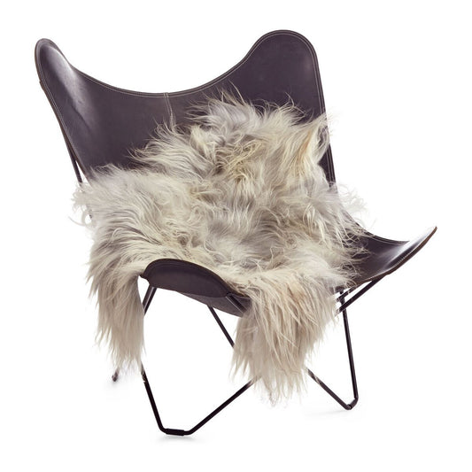 Icelandic Sheepskin Rug/Throw Natural/Light Grey 120+ cm